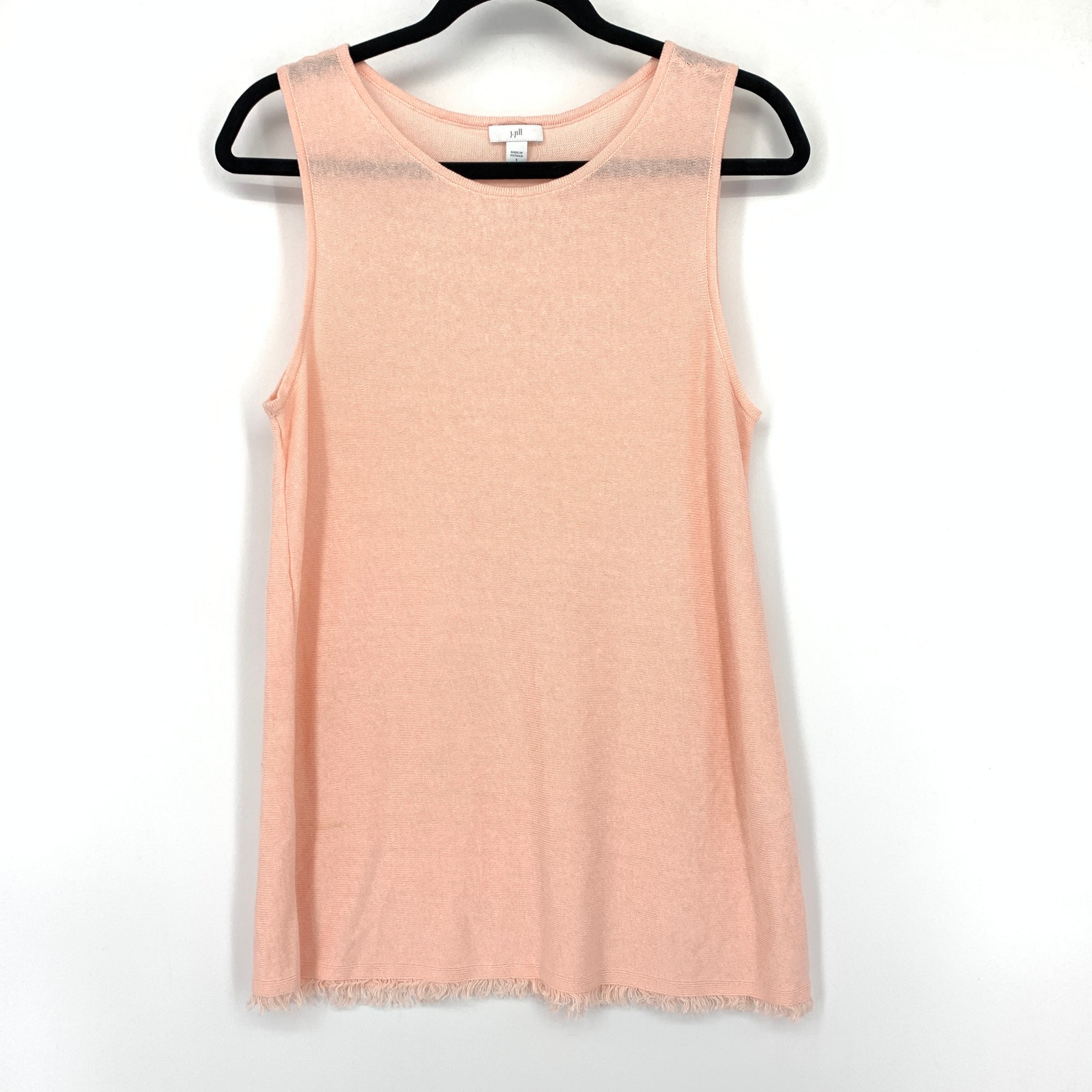 J. Jill Linen Blend Tank Top Womens Size Small Peach Fringe Hem
